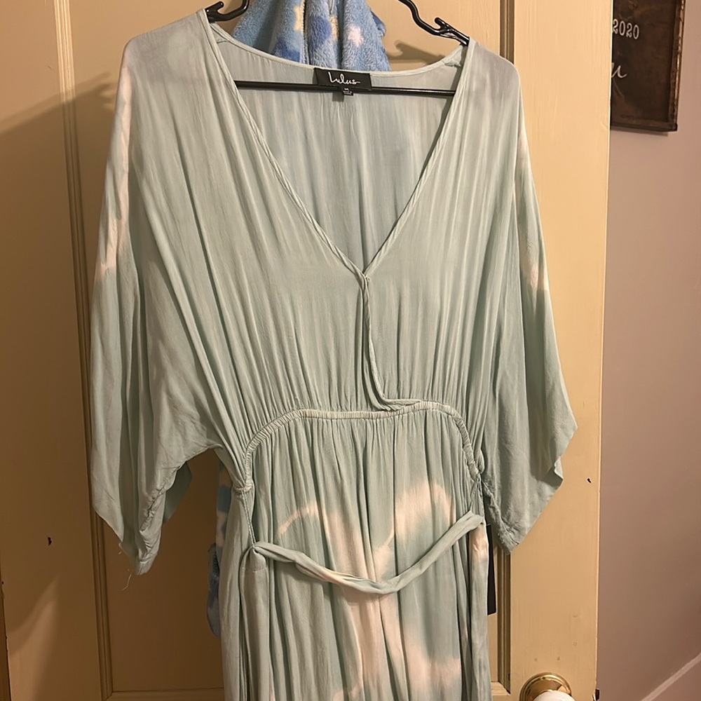 Lulus Green Tie Dye Maxi Dress Size Medium NWT